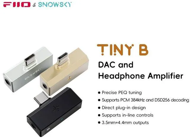 Alt view image 2 of 7 - /Snowsky Tiny Portable DAC & Headphone Amplifier, Hi-Res USB DAC, PEQ Precision Tuning, PCM 384kHz/DSD256 Decoding, Android App/Web Control, 3.5mm + 4.4mm Dual Outputs(Tiny B Black)