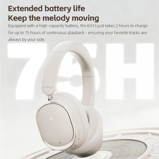 Alt view image 6 of 7 - EH13 Wireless Bluetooth Noise Cancelling Over-Ear Headphones, 42dB Hybrid ANC, 45H Playtime, Foldable Headphones for Travel, Work & Commuting (Black)