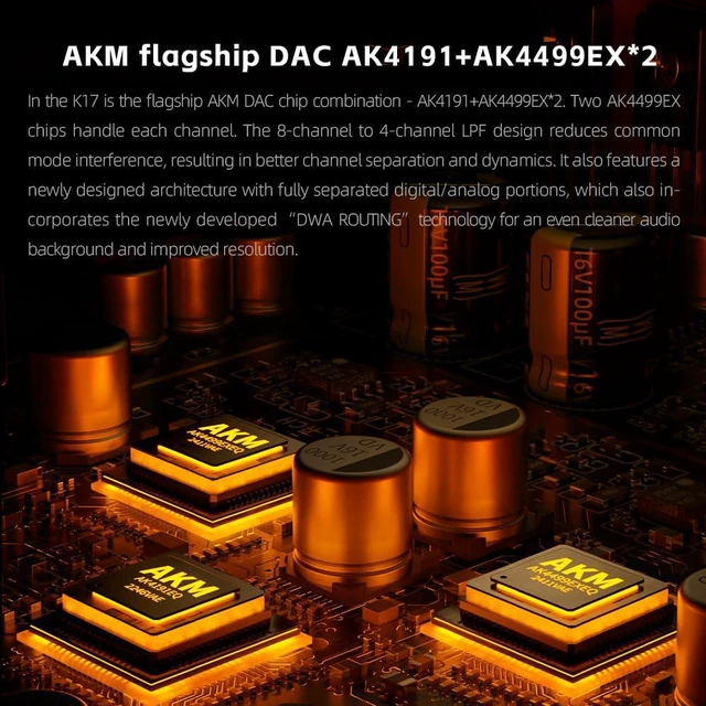 Alt view image 5 of 7 - K17 Desktop DAC&Headphone Amplifier AK4191+AK4499EX*2, 31-Band PEQ, MQA,Support DSD512 32Bit/768kHz with Remote Control (Silver)