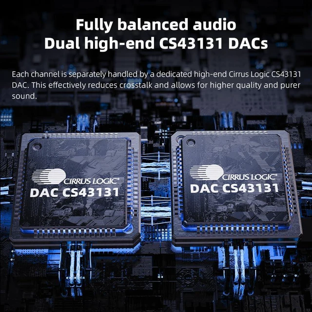 Alt view image 6 of 7 - BTR13 Bluetooth Headphone Amplifier with LDAC, aptX Adaptive, aptX HD, AAC (Dual CS43131 3.5mm Unbalanced & 4.4mm Balanced Output) (Black)
