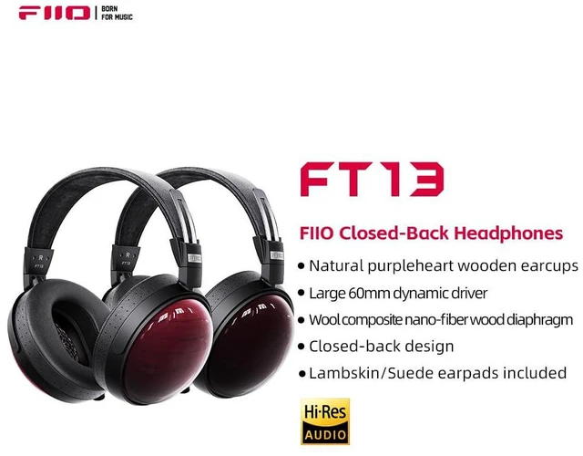 Alt view image 3 of 7 - FT13 Audiophile Closed-Back Headphones, 60mm Large Dynamic Driver with W-Shaped Wool & Nano Wood Fiber Diaphragm, Premium Purpleheart Wood Design, Furukawa Copper Hybrid Cable(Purple)