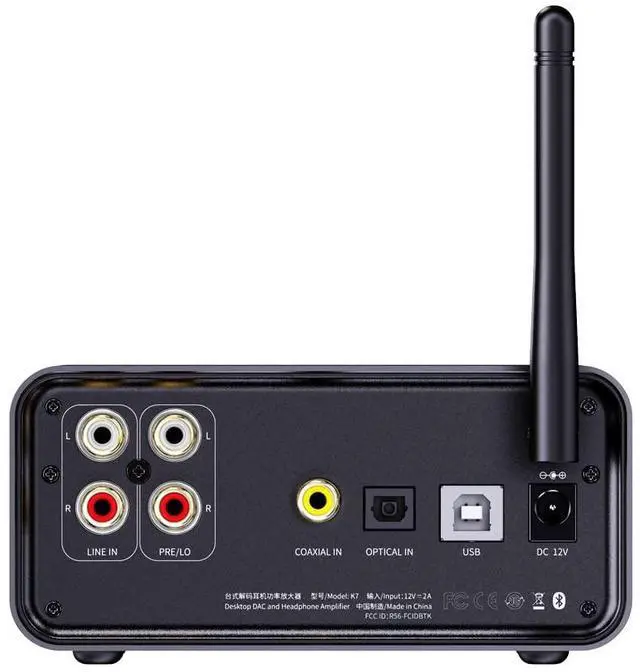 Alt view image 3 of 7 - K7BT Balanced HiFi DAC Bluetooth Headphone Amplifier AK4493S*2, XMOS XU208 PCM384kHz DSD256,USB/Optical/Coaxial/RCA Inputs, 6.35mm/4.4mm Output(US Plug)