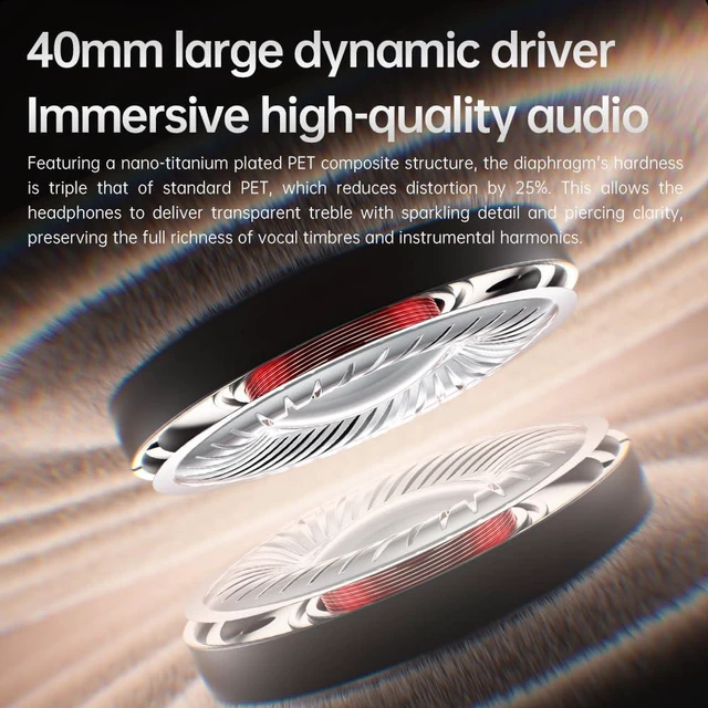 Alt view image 5 of 7 - JN3 Noise Cancelling Headphones, LDAC Hi-Res Audio, 115H Battery Life, Bluetooth 6.0, Deep Bass, Spatial Audio, Over-Ear Wireless Headphones with Mic (Apricot White)