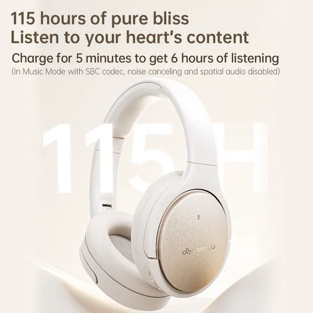 Alt view image 6 of 7 - JN3 Noise Cancelling Headphones, LDAC Hi-Res Audio, 115H Battery Life, Bluetooth 6.0, Deep Bass, Spatial Audio, Over-Ear Wireless Headphones with Mic (Black)