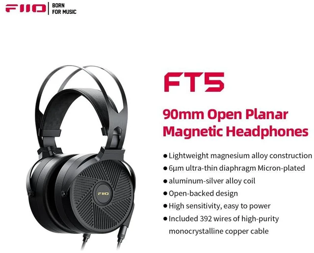 Alt view image 3 of 7 - FT5 90mm Open Planar Magnetic Headphones