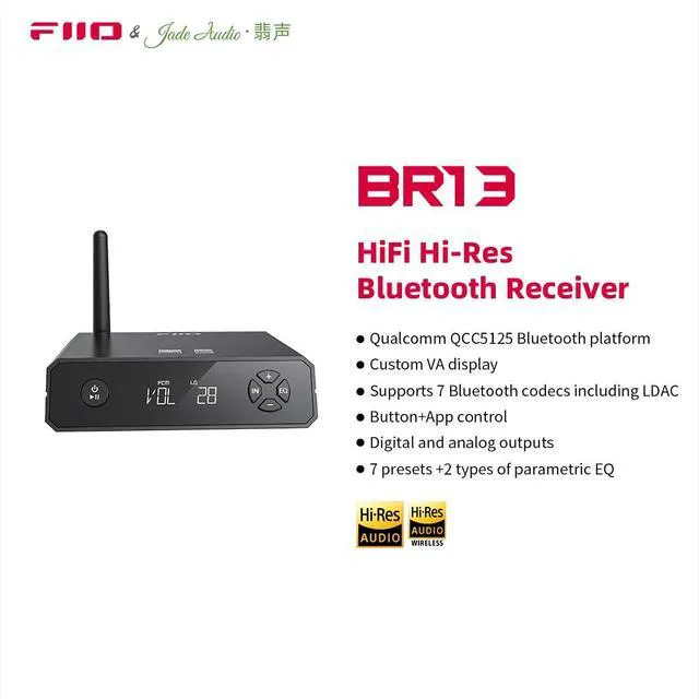 Alt view image 3 of 7 - BR13 HiFi Bluetooth 5.1 Music Receiver Long Range Bluetooth Adapter with USB DAC, LDAC/aptX Low Latency, OLED Display & RCA Optical Coaxial Output for Home Stereo,PC/TV