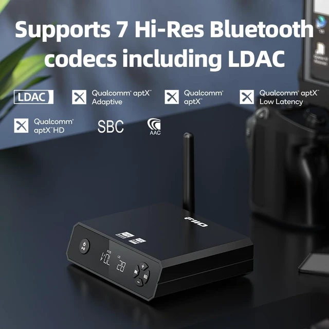 Alt view image 4 of 7 - BR13 HiFi Bluetooth 5.1 Music Receiver Long Range Bluetooth Adapter with USB DAC, LDAC/aptX Low Latency, OLED Display & RCA Optical Coaxial Output for Home Stereo,PC/TV
