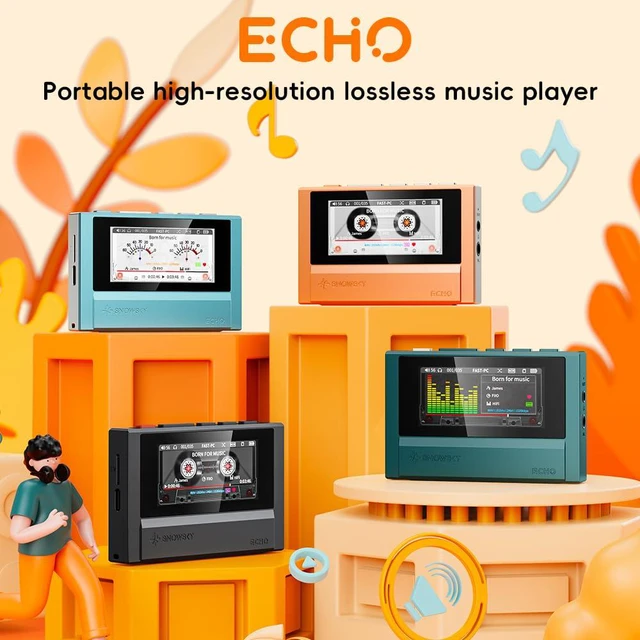 Alt view image 2 of 7 - Echo 4G Hi-Res Digital Audio Player, Dual DAC Bluetooth Music Player, 4.4mm Balanced Output, Color Screen, Portable DAP (Black 4G)