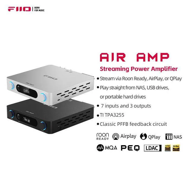 Alt view image 2 of 7 - AIRAMP All-in-One Desktop Amplifier, ES9020Q DAC, XMOS XU316, 120W×2 Class D Power Amp, Bluetooth 5.0, USB Optical Coaxial Input, Subwoofer Output