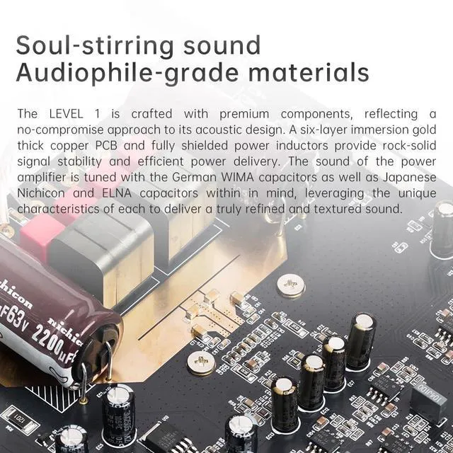 Alt view image 7 of 7 - JadeAudio/ Level 1 Desktop HiFi Amplifier, 2×300W Class D Amp with Bluetooth LDAC, USB/Coax Input, Subwoofer Output, Compact Stereo Amplifier for Home Speakers (Black, Without Adapter)