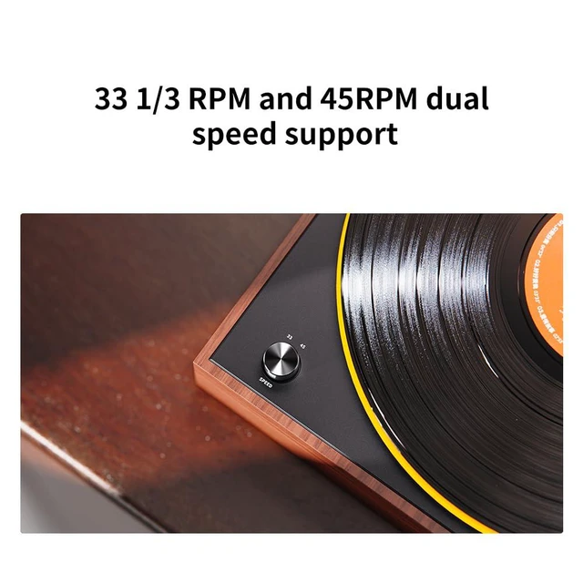 Alt view image 7 of 7 - TT11 Fully Automatic Turntable, Bluetooth Vinyl Record Player, Built-in Preamp, Line & Phono Output, 2-Speed (33/45 RPM), Aluminum Platter, Dust Cover (Brown)