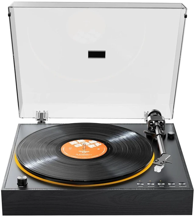 Main image of TT11 Fully Automatic Turntable, Bluetooth Vinyl Record Player, Built-in Preamp, Line & Phono Output, 2-Speed (33/45 RPM), Aluminum Platter, Dust Cover (Black)