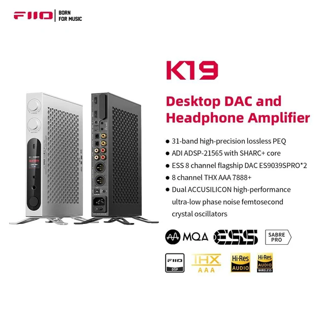 Alt view image 2 of 7 - K19 Dual ES9039SPRO Desktop DAC HiFi Audio DSD512, 31-Band PEQ, XMOS XU-316 for HDMI/Coaxial/Optical Audio Decoder (Silver)