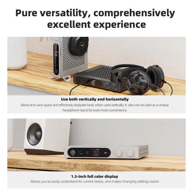 Alt view image 7 of 7 - K19 Dual ES9039SPRO Desktop DAC HiFi Audio DSD512, 31-Band PEQ, XMOS XU-316 for HDMI/Coaxial/Optical Audio Decoder (Silver)