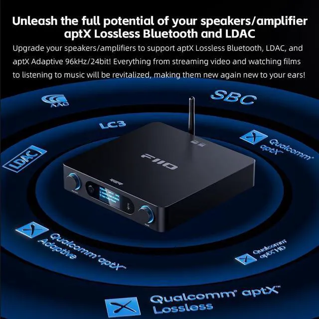 Alt view image 3 of 7 - BR15 R2R High-Resolution Bluetooth 6.0 Audio Receiver with QCC5181, aptX Lossless & LDAC, 24-Bit R2R DAC, USB/Optical/Coaxial Input, RCA/XLR Output, Wireless HiFi Upgrade for Home Audio (Silver)