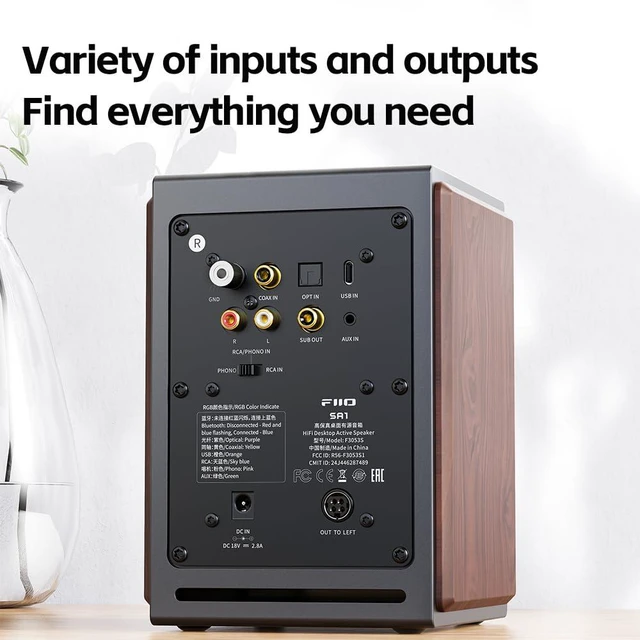Alt view image 5 of 7 - SA1 High-Fidelity Desktop Speaker. 31-Band PEQ, LDAC Bluetooth,20W2+5W2 Output, Phono Preamp, Wood Fiber Woofer, Aluminum-Magnesium Tweeter (White)