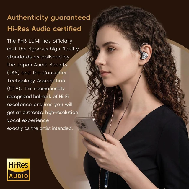 Alt view image 6 of 7 - FH3 LUMI Hybrid IEM Earphones, 1DD + 2BA Triple Driver in-Ear Monitors, Vintage Vocal Tuning, Cashmere Wood Fiber Diaphragm, Detachable Cable(Silver)
