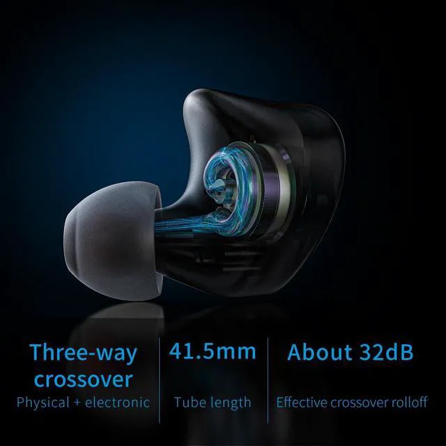 Alt view image 6 of 6 - FH3 HiFi Earphones 3 Drivers (1 Dynamic + 2 Knowles BA), in-Ear Earphones High Resolution, Bass Sound, High Fidelity for Smartphone/PC/Tablet