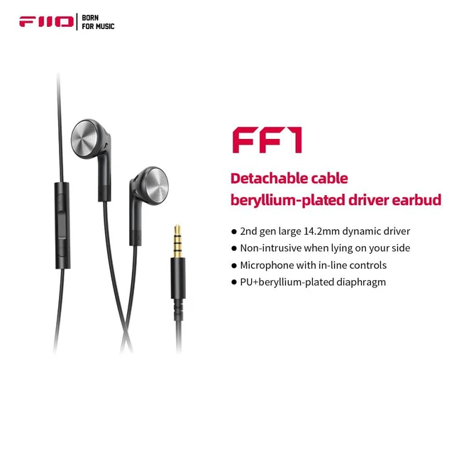 Alt view image 2 of 6 - FF1 3.5mm HiFi Music Wired Bass Earbud 14.2mm Dynamic HD Microphone Earphone for Gaming Meeting Video (Black)