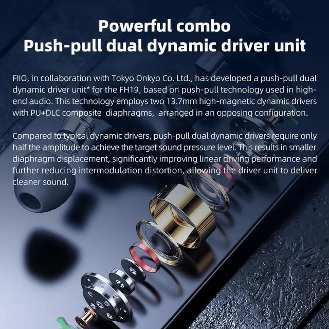 Alt view image 4 of 7 - FH19 HiFi IEM Earphone| 2 Dynamic+ 6 BA Hybrid Driver IEM, Detachable MMCX Headphone Cable for Musician Audiophile