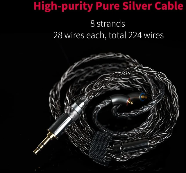 Alt view image 4 of 5 - FH9 Headphones Earphone Wired High Resolution Over-The-Ear 1DD+6BA Detachable Cable Deep Bass Comes with 2.5/3.5/4.4mm Swappable Plugs for Smartphone/PC/Players/Home Audio(Titanium)