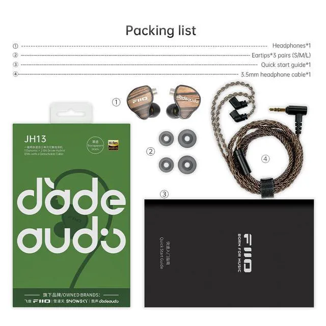 Alt view image 7 of 7 - JH13 Hybrid HiFi IEMs 1DD + 2BA Drivers, Entry-Level Audiophile in-Ear Headphones with Wooden Faceplate & Detachable 0.78mm 2-Pin Cable (Transparent Black)