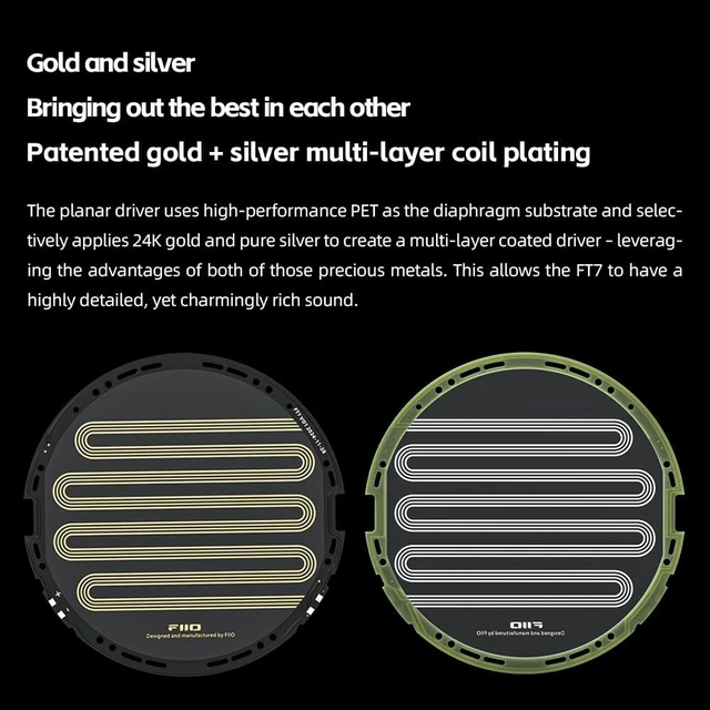 Alt view image 4 of 7 - FT7 Headphones Open-Back Planar 106mm Planar Magnetic Monitor Earphone Gold Diaphragm Carbon Fiber Shell Detachable Cables (Black)