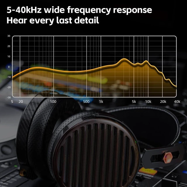 Alt view image 6 of 7 - FT7 Headphones Open-Back Planar 106mm Planar Magnetic Monitor Earphone Gold Diaphragm Carbon Fiber Shell Detachable Cables (Black)