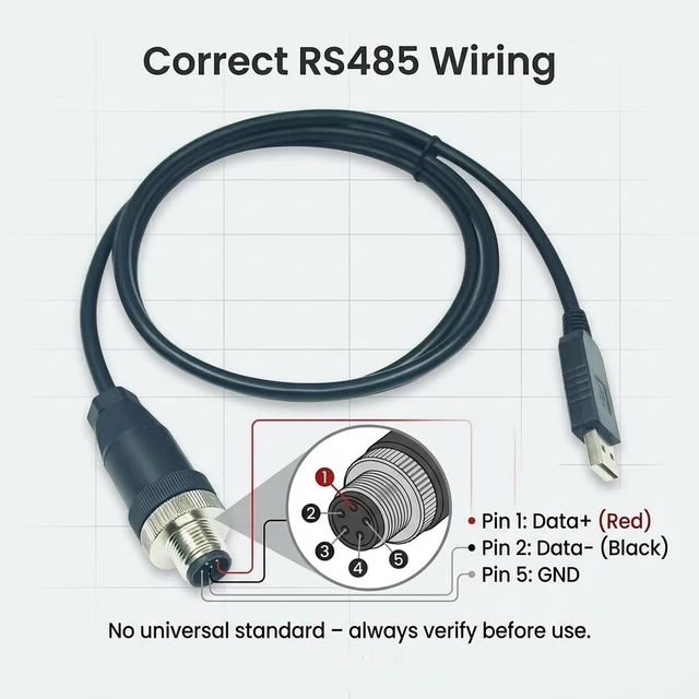 Alt view image 5 of 6 - USB to M12 5-Pin Male RS485 Cable, 1.8m Industrial Serial Communication for PLC Sensors & PC Data Acquisition