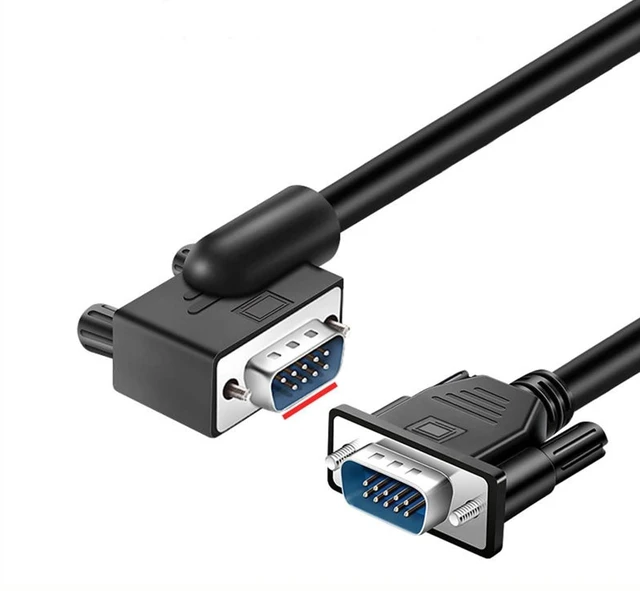 Main image of DB9 Serial RS232 Cable 10ft, 9-Pin Left Angled to Straight Connector for COM Port, Modem, PC (Male Angle to Male Straight, Small Side Down)