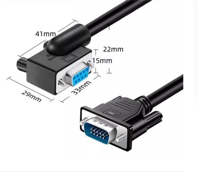 Alt view image 7 of 7 - DB9 Serial RS232 Cable 10ft, 9-Pin Left Angled to Straight Connector for COM Port, Modem, PC (Male Angle to Female Straight, Small Side Down)