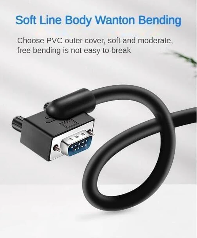 Alt view image 2 of 7 - DB9 Serial RS232 Cable 10ft, 9-Pin Left Angled to Straight Connector for COM Port, Modem, PC (Female Angle to Female Straight, Small Side Down)
