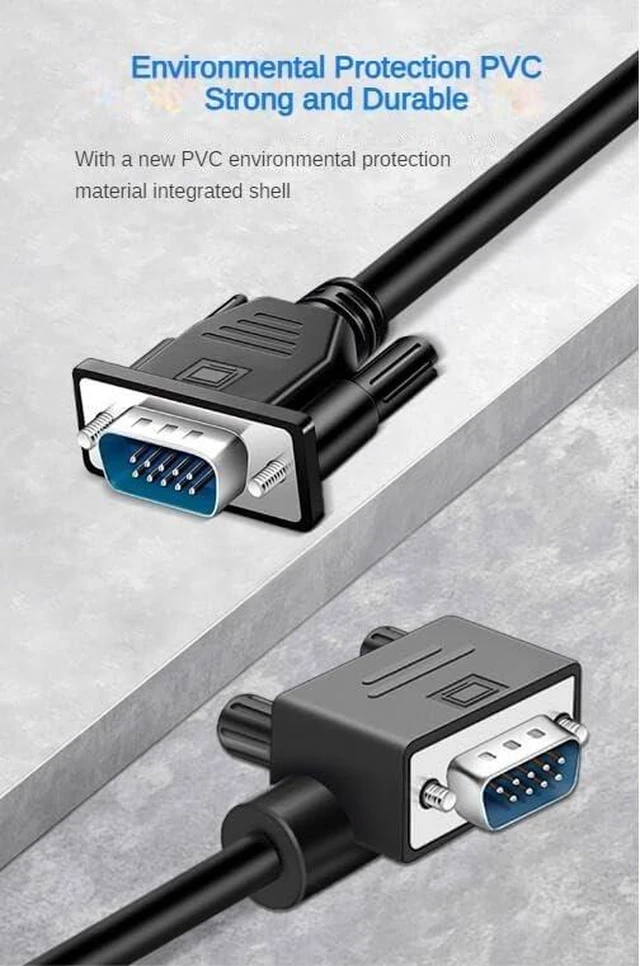 Alt view image 4 of 7 - DB9 Serial RS232 Cable 10ft, 9-Pin Left Angled to Straight Connector for COM Port, Modem, PC (Female Angle to Female Straight, Small Side Down)