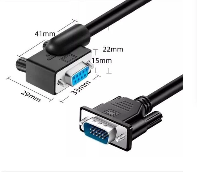 Alt view image 5 of 7 - DB9 Serial RS232 Cable 10ft, 9-Pin Left Angled to Straight Connector for COM Port, Modem, PC (Female Angle to Female Straight, Small Side Down)