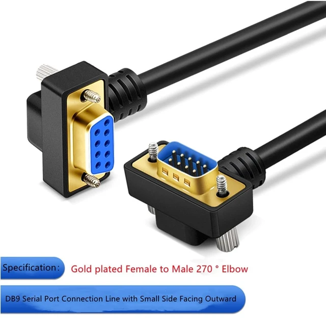 Alt view image 2 of 7 - DB9 Male to Female RS232 Serial Cable, Dual Right-Angle 90 Degree 9-Pin COM Port Extension for PC, Industrial, CNC and POS Systems (Gold Plating, 5Meters)