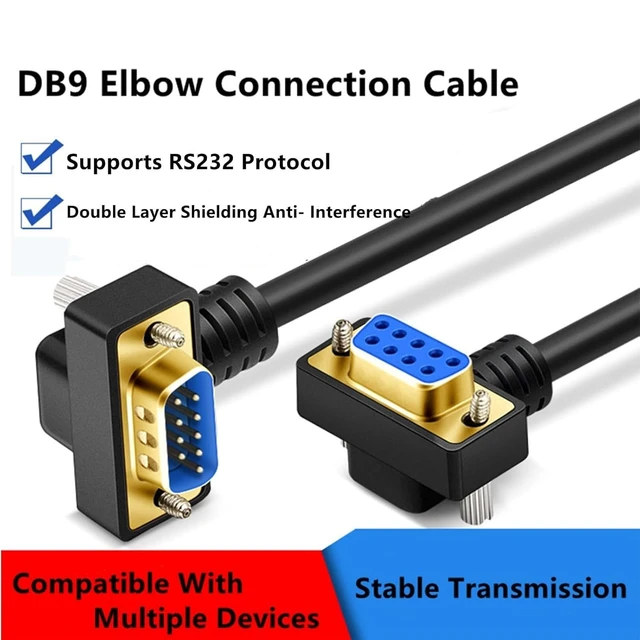 Alt view image 3 of 7 - DB9 Male to Female RS232 Serial Cable, Dual Right-Angle 90 Degree 9-Pin COM Port Extension for PC, Industrial, CNC and POS Systems (Gold Plating, 5Meters)