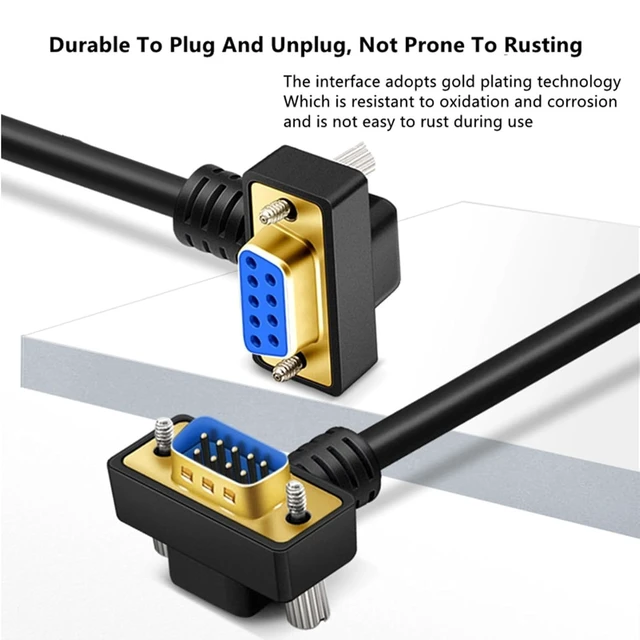 Alt view image 4 of 7 - DB9 Male to Female RS232 Serial Cable, Dual Right-Angle 90 Degree 9-Pin COM Port Extension for PC, Industrial, CNC and POS Systems (Gold Plating, 5Meters)