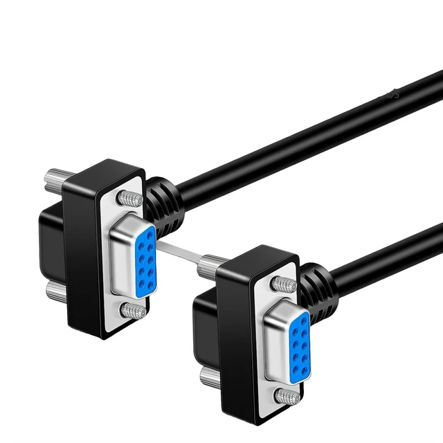 Alt view image 3 of 6 - DB9 Female to Female 270 Degree Right Angle RS232 Serial Extension Cable, 9-Pin COM Port Cable for PC, POS, Industrial Equipment (Nickel Plated, 5Meters)