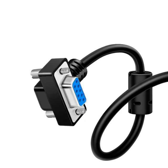 Alt view image 4 of 6 - DB9 Female to Female 270 Degree Right Angle RS232 Serial Extension Cable, 9-Pin COM Port Cable for PC, POS, Industrial Equipment (Nickel Plated, 5Meters)