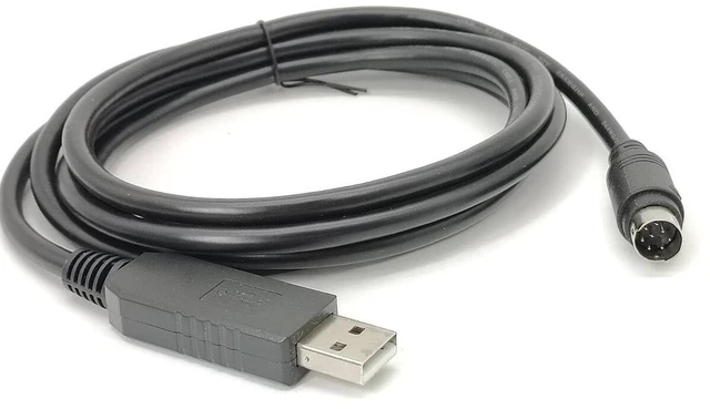 Main image of USB to MD8 Round 8-Pin Cable for Delta PLC DVP-CAB, 1.8m Programming Communication Line