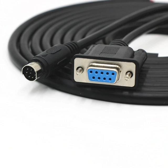 Main image of DB9 to Mini DIN 8 Pin PLC Programming Cable 1.8m, RS232 Serial SC-09 Compatible for Mitsubishi FX Series Controller