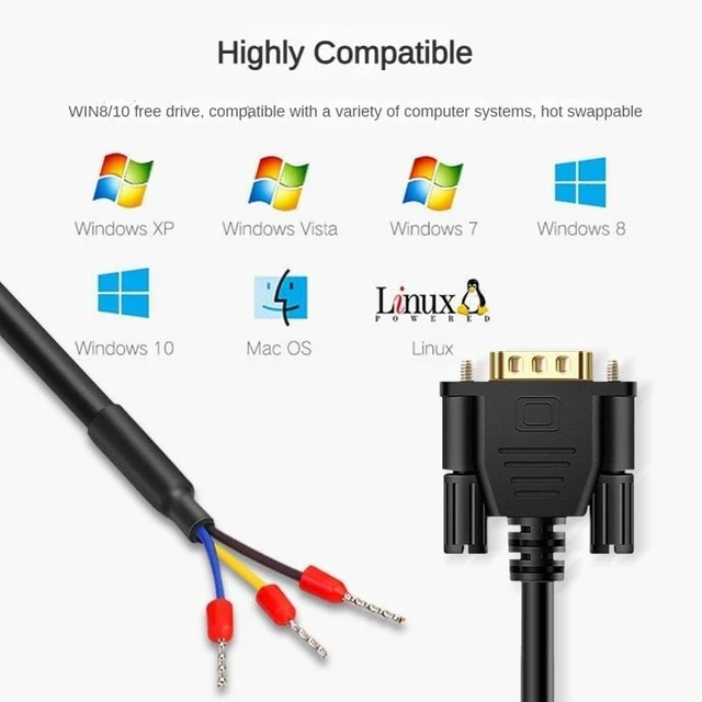 Alt view image 2 of 2 - DB9 RS232 Serial Cable, 9-Pin 3-Core Straight-Through for Maximize Signal Integrity in PC & Industrial Use (Nickel-Plated - Female, 10 Meter)
