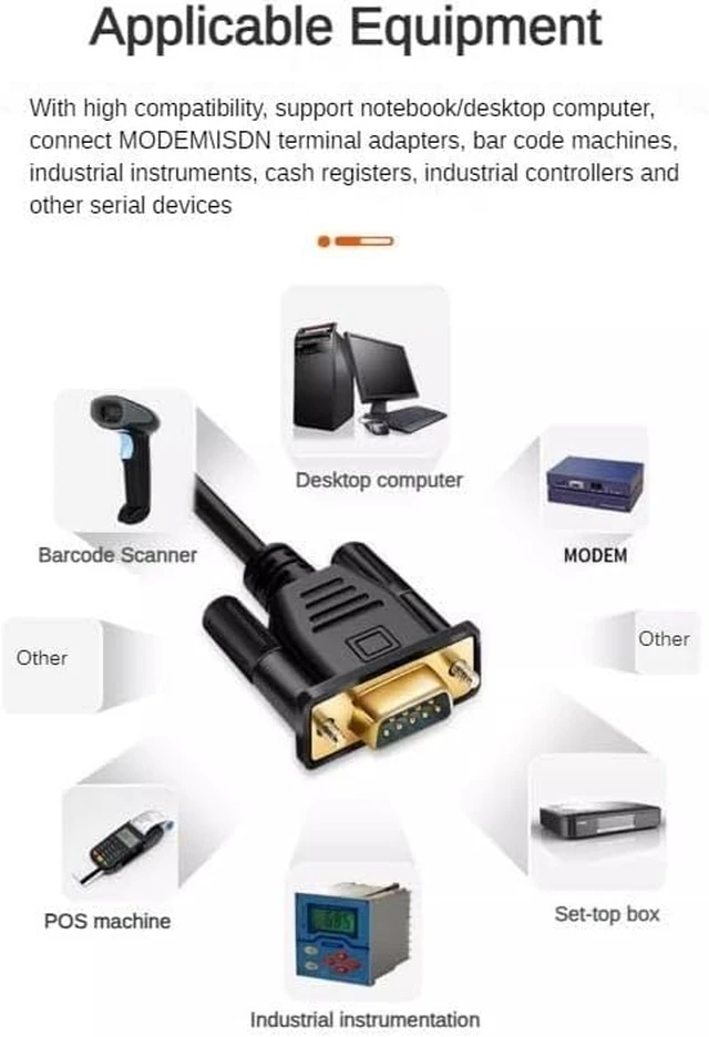 Alt view image 3 of 3 - DB9 RS232 Serial Cable, 9-Pin 3-Core Straight-Through for Maximize Signal Integrity in PC & Industrial Use (Gold-Plated - Male, 10 Meter)