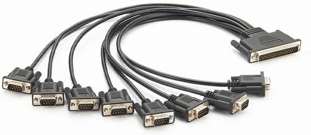 Alt view image 7 of 7 - DB62 to 8X DB9 RS232 Serial Cable, 1-Male to 8-Male Breakout Adapter Wire for PCI-E Multi-Port Serial Communication Cards (0.45 Meters)