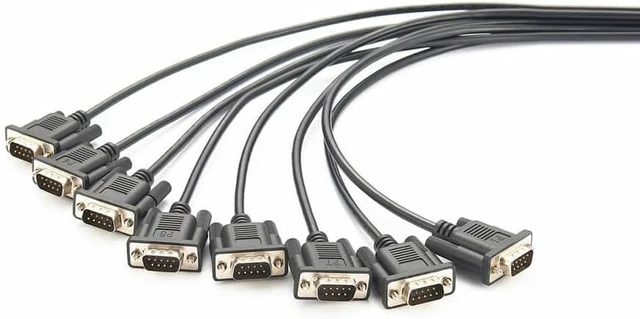 Alt view image 6 of 7 - DB62 to 8X DB9 RS232 Serial Cable, 1-Male to 8-Male Breakout Adapter Wire for PCI-E Multi-Port Serial Communication Cards (0.45 Meters)