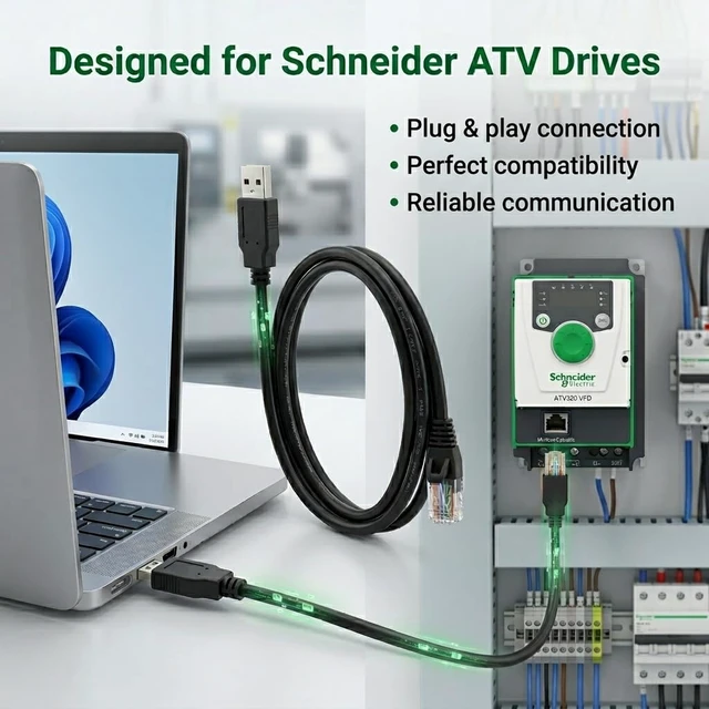 Alt view image 2 of 6 - USB to RJ45 RS485 Communication Cable, 1.8m for Schneider ATV Series Drives, PC Programming & Configuration