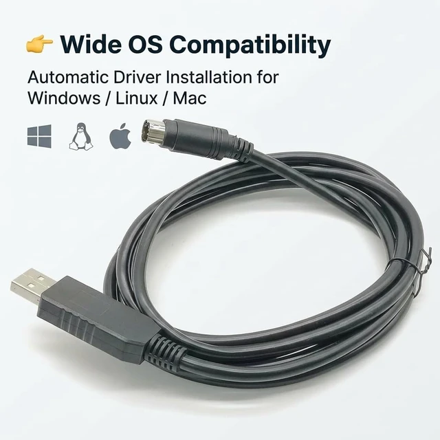 Alt view image 3 of 7 - FT232RL USB to Mini DIN 5-Pin Programming Cable, 1.8M for Pana-Sonic FP0 FP2 Series PLC & Touch Screen Communication