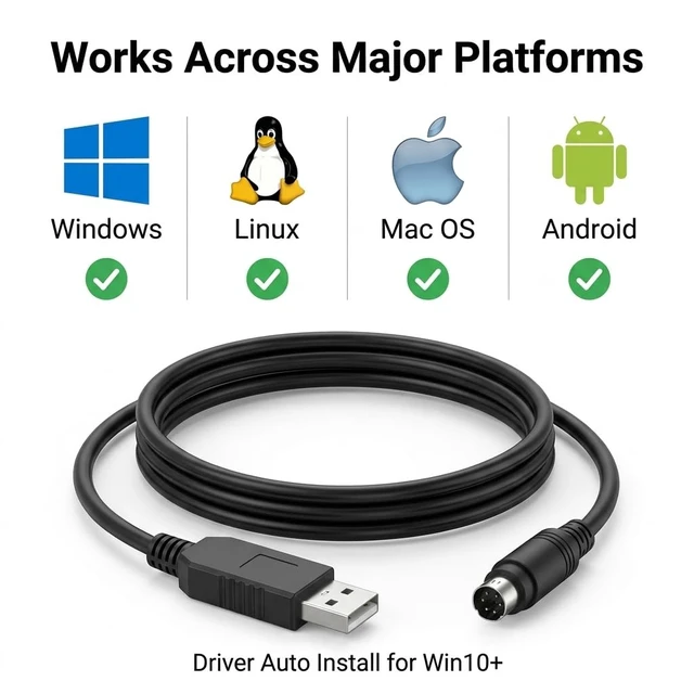 Alt view image 4 of 7 - USB to Mini 7-Pin DIN Cable for ROOMBA Battery, 1.8m Configuration Cable