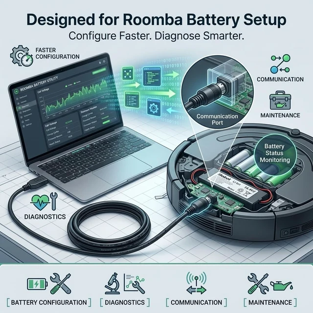 Alt view image 5 of 7 - USB to Mini 7-Pin DIN Cable for ROOMBA Battery, 1.8m Configuration Cable