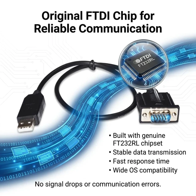 Alt view image 2 of 6 - USB to DB15 Male Cable for VAT Butterfly Valve Controller, 1.8m RS232 Serial Communication Line